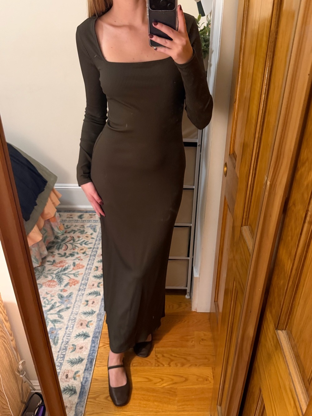 Abercrombie square-neck ribbed maxi dress